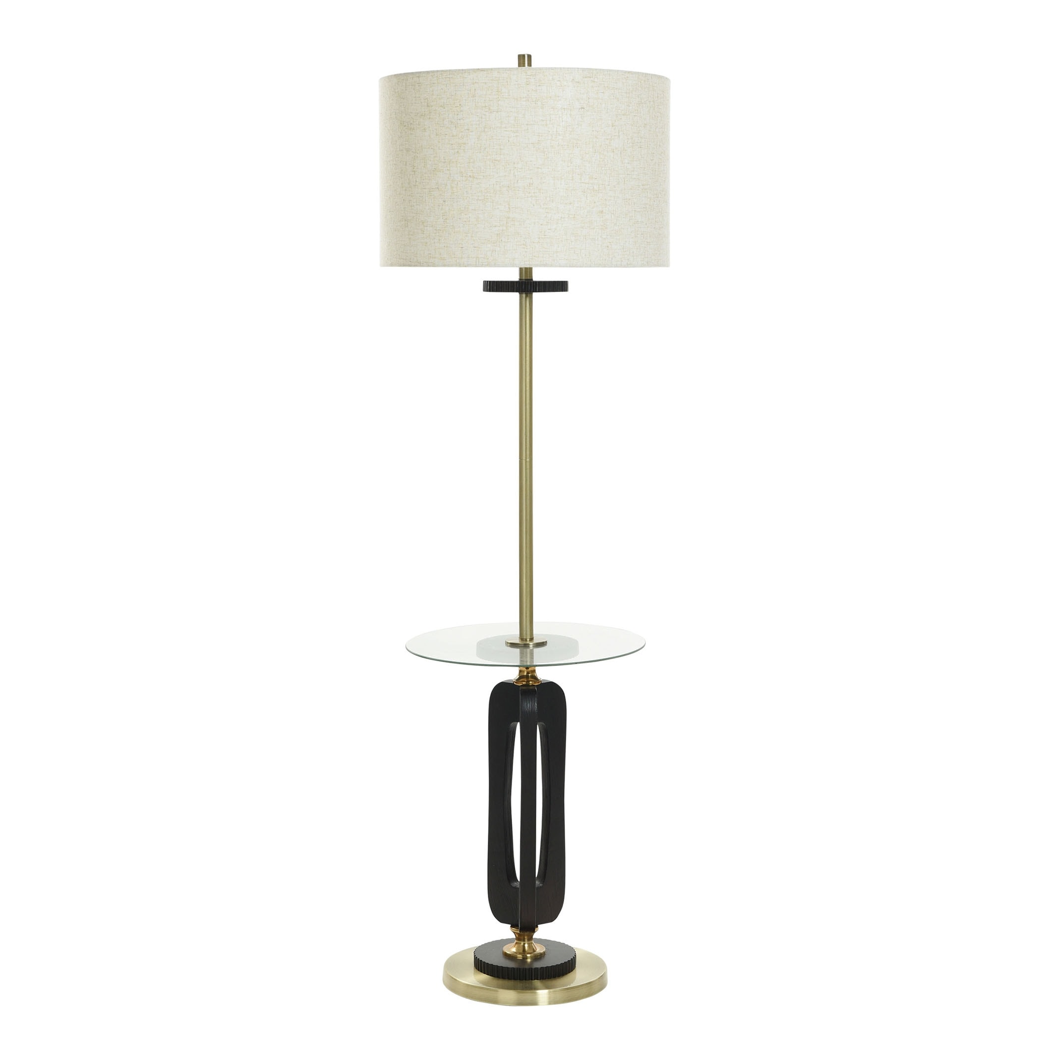 StyleCraft Optical Black Floor Lamp with Glass Table