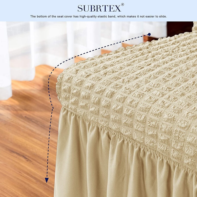 Subrtex Set-of-2 Stretch Dining Chair Cover Ruffle Skirt Slipcovers