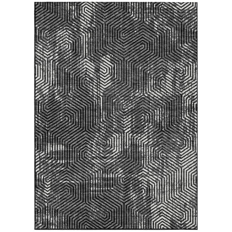 HomeRoots Geometric Transitional Rectangle Outdoor Rug