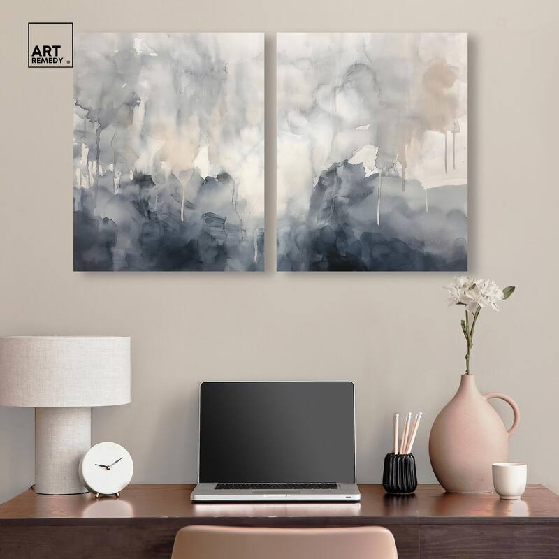 Muted Ocean Hues Canvas Set of 2 by Art Remedy, Gallery Wrapped