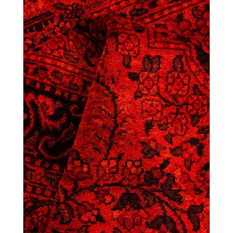 Overton Hand Knotted Wool Vintage Inspired Modern Contemporary Overdyed Orange Area Rug - 3' 2" x 5' 2"