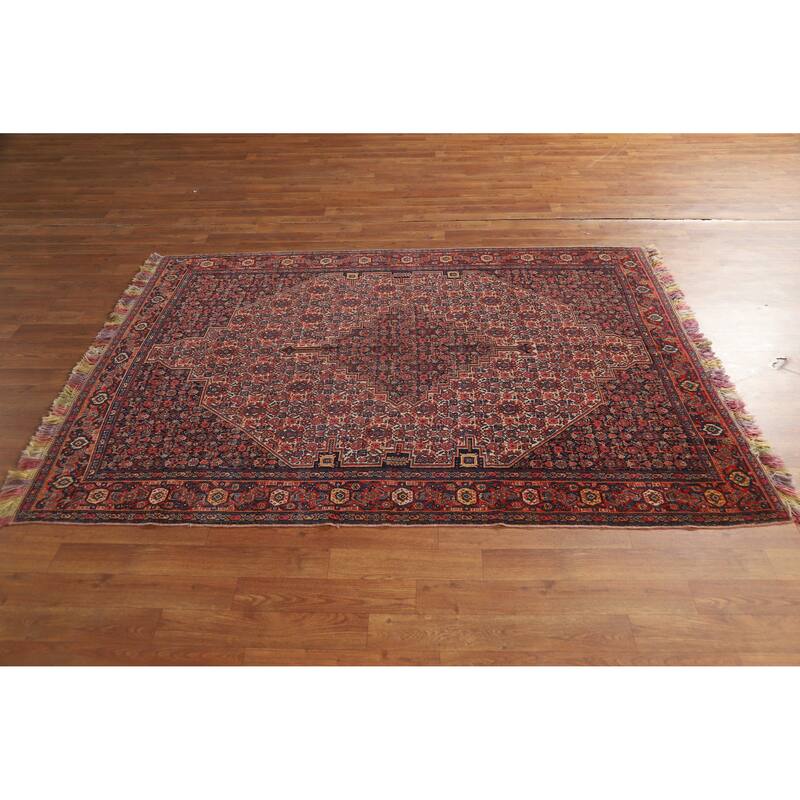 Hand Knotted Oriental 100% Wool Carpet Traditional Medallion Beige & Ivories Senneh Area Rug - 6' 3'' X 4' 5''