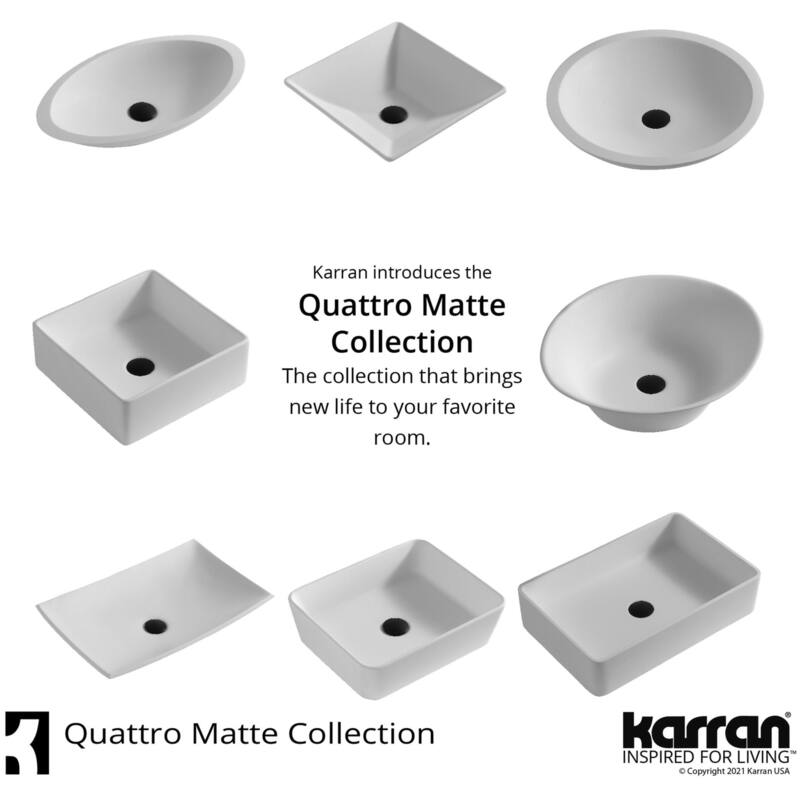 Karran USA QM174 Quattro Matte 14-1/2" Square Acrylic Vessel Bathroom
