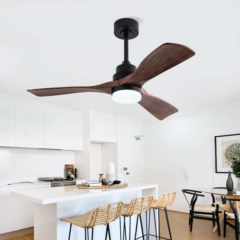 42 Inch Modern Black Ceiling Fan With Light 3 ABS Blades Remote Control Reversible DC Motor With Dimmable LED