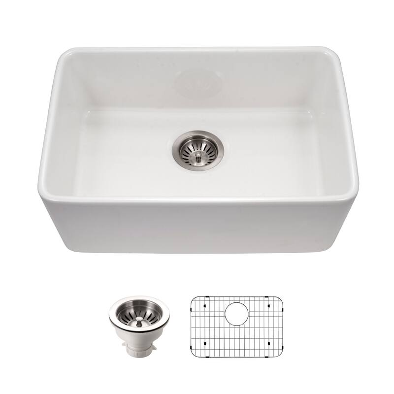 Houzer PTU-2400-C Platus 23-7/16" Undermount Single Basin Fireclay - White