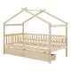 preview thumbnail 54 of 58, Twin House-Shaped Bed with 2 Storage Drawers, Wooden Platform Bed for Kids