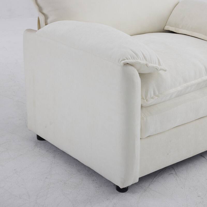 Oversized Chenille Bean Bag Chair, High Back Reading Armchair, Comfy Fluffy Sofa Chair with Cushions & Wide Seat