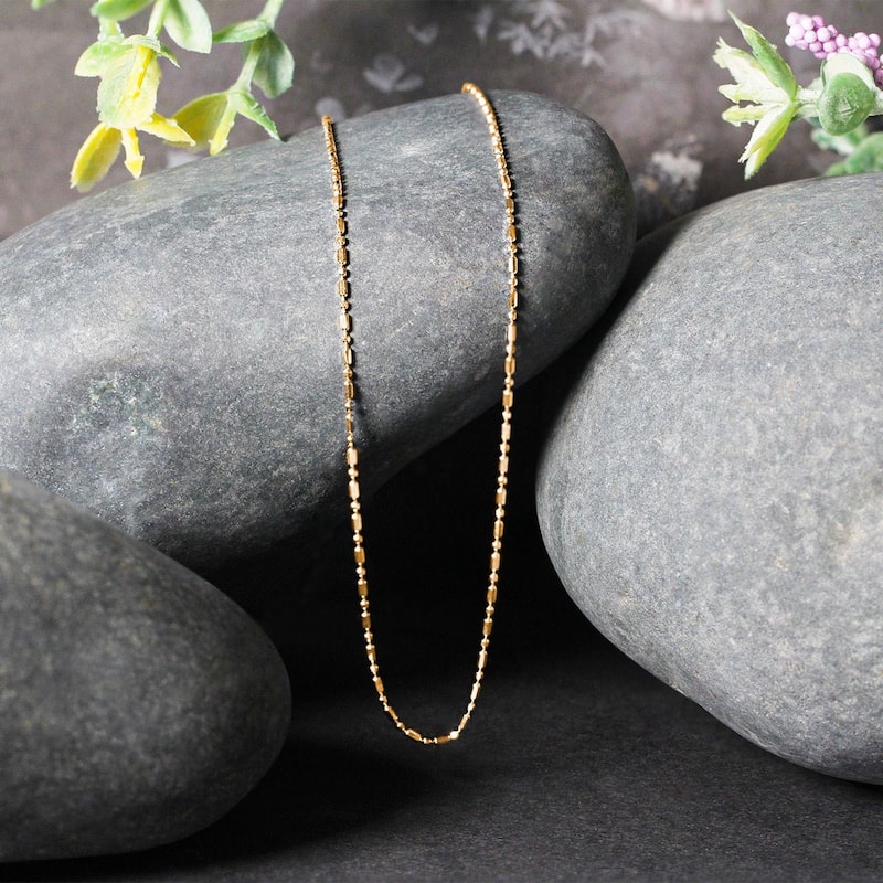 MayaMila 14k Yellow Gold Diamond-Cut Bead Chain 1.0mm