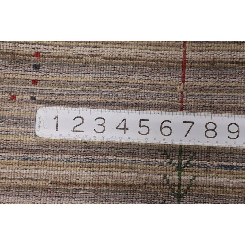 Striped Gabbeh Indian Area Rug Hand-Knotted Wool Carpet - 5'0"x 7'10"