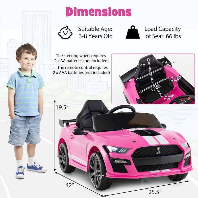 12VRide on Car Licensed Ford Mustang Electric Vehicle w/Remote Control