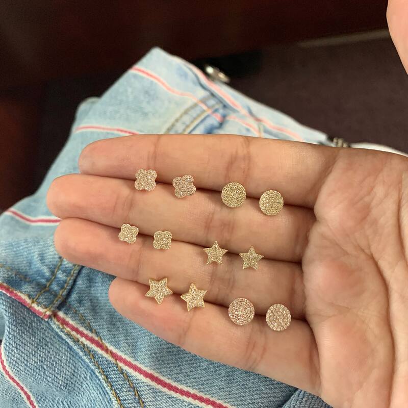 Joelle Collection Round Diamond Stud Earrings - 14K Gold 1/5 CTTW Round Pave Disc Diamond Studs