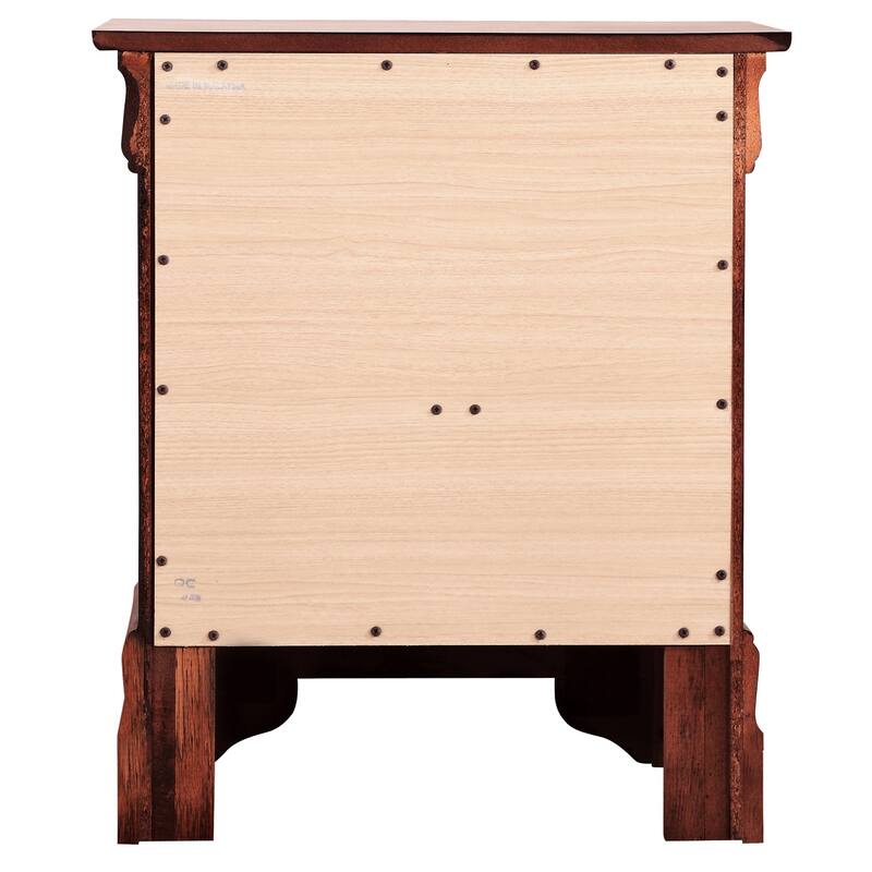 2-Drawer Cherry Wood Nightstand with English Dovetail Drawers, 24 Inch Classic Bedroom Bedside Table