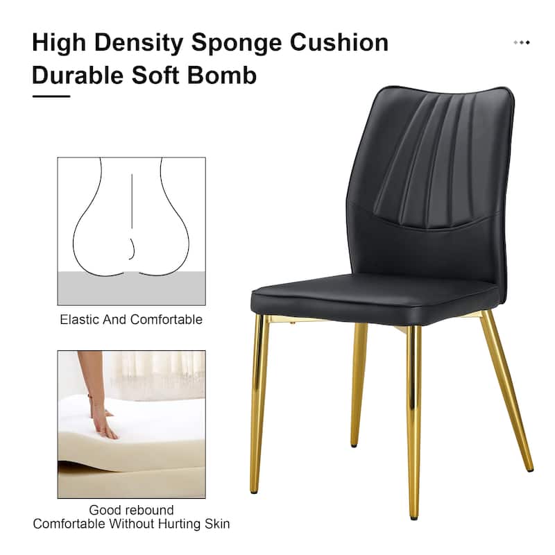 Roomfitters PU Dining Chairs with Silver Metal Legs, Mid-Century Modern Cushioned Set of 4 for Dining Room