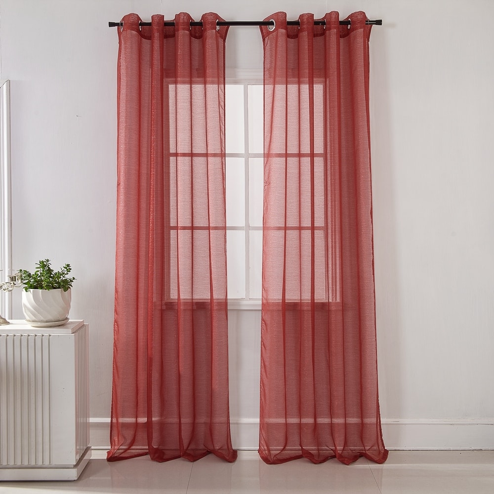 Lonnie Metallic Stripe Sheer Window Curtain Panel 90 inch
