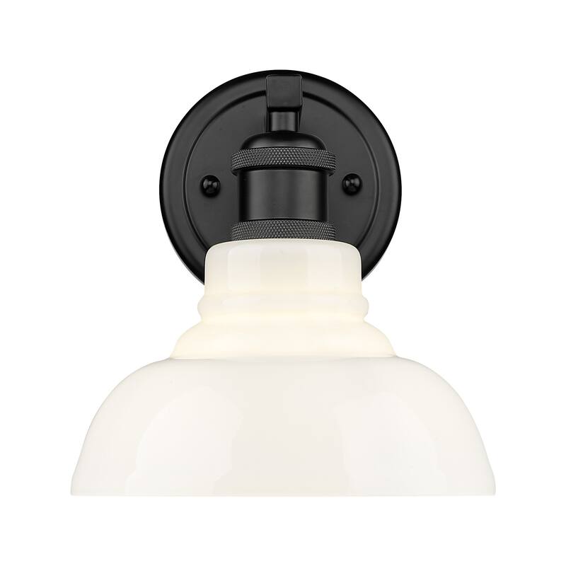 Golden Lighting 0305-BA1 Carver 9" Tall Wall Sconce - Matte Black / Vintage Milk