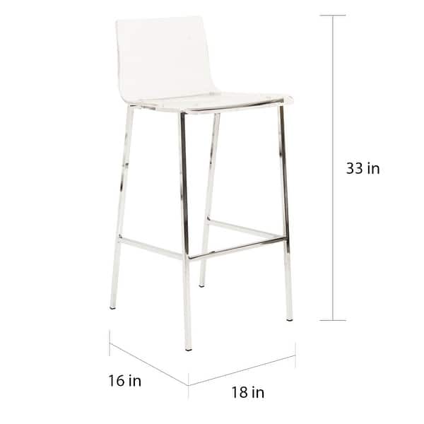 Pure Decor Clear Acrylic Counter Stool- Set of 2