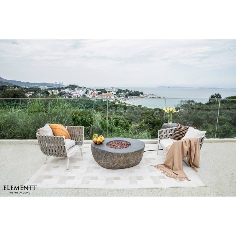 Elementi Boulder 45,000 BTU Concrete Propane Fire Table with Lava Rocks & Cover - 43.3 X 35 X 16.1