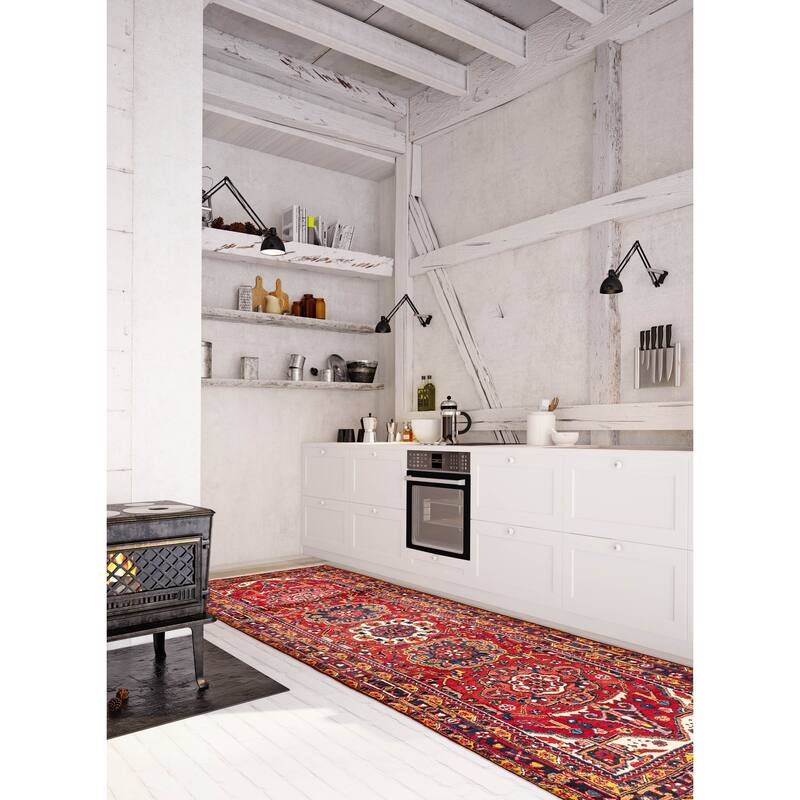 ECARPETGALLERY Hand-knotted Sarabi Red Wool Rug - 3'8 x 11'1