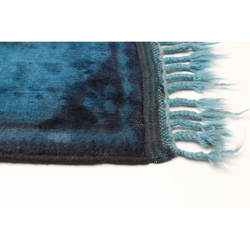 ECARPETGALLERY Hand-knotted Color Transition Teal Wool Rug - 2'9 x 6'9