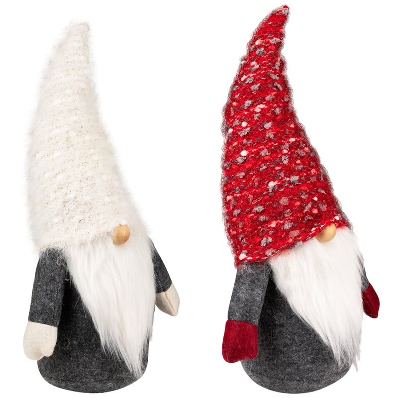 Plush Standing Gnomes Christmas Decorations - 14" - Set of 2
