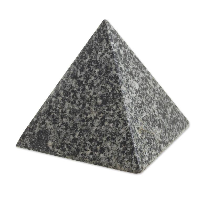 Handmade Speckled Pyramid Tourmaline And Quartz Gemstone Figurine (3 Inch) Peru - 3.1" H x 3.1" W x 3.1" D