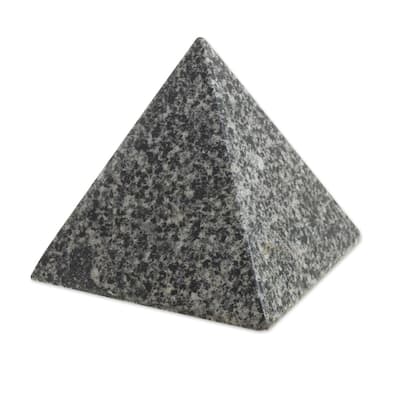 Handmade Speckled Pyramid Tourmaline And Quartz Gemstone Figurine (3 Inch) Peru - 3.1" H x 3.1" W x 3.1" D