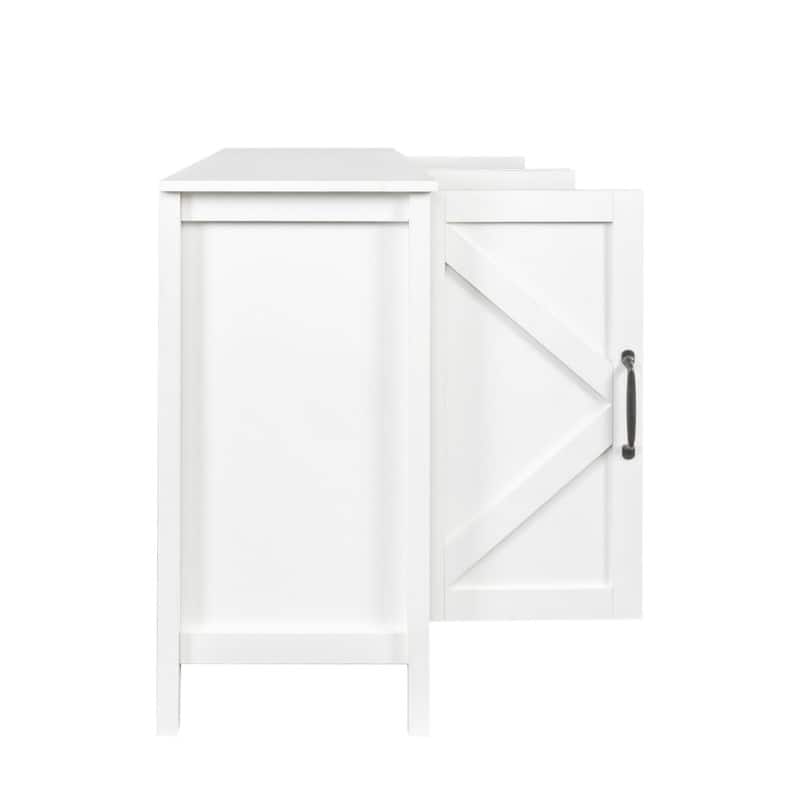 Farmhouse Style 59'' Storage Sideboard Cabinet with 4 Doors and 4 Open Shelves