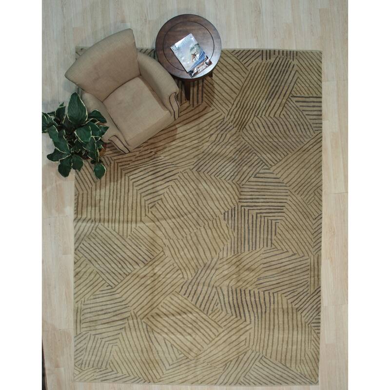 Brown Handmade Wool Ningxia Rug, 8' x 10', plush elegant floor accent - L