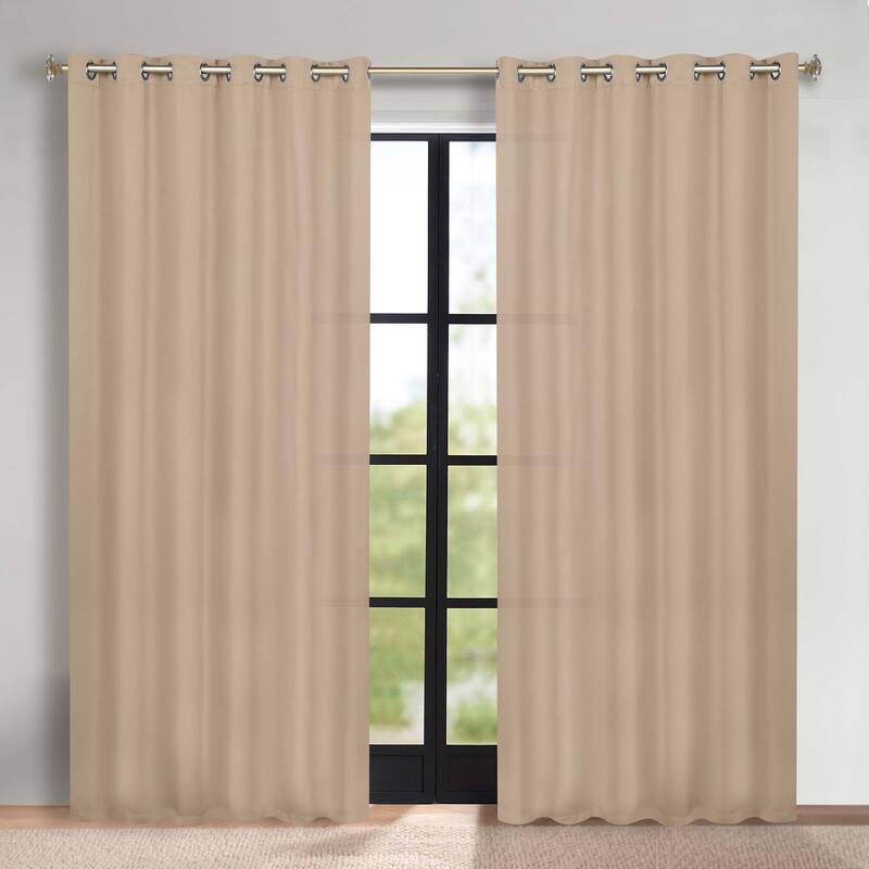 Superior Solid Machine Washable Room Darkening Grommet Blackout Curtains, Set of 2