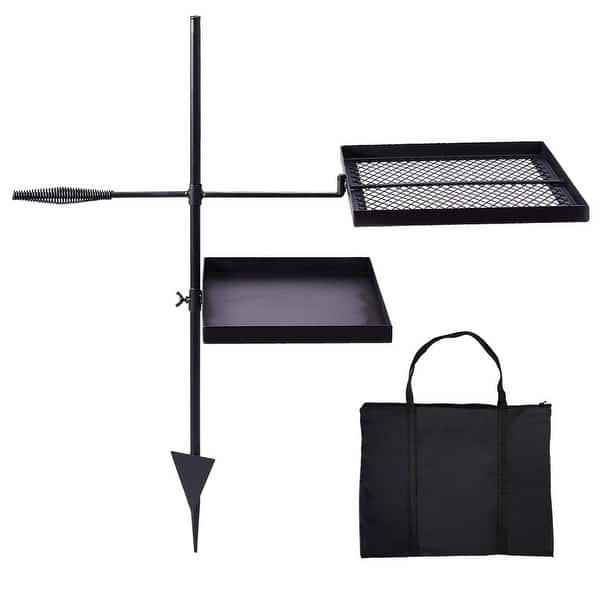 Swivel Campfire Grill Skillet Combo Portable Heavy Duty Camping Grill Grate
