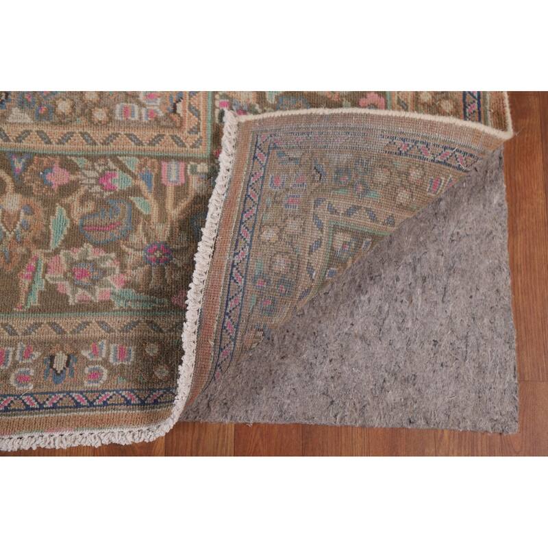 Hand Knotted Oriental 100% Wool Carpet Traditional Floral Oranges & Rust Mashad Area Rug - 12' 5'' X 9' 9''