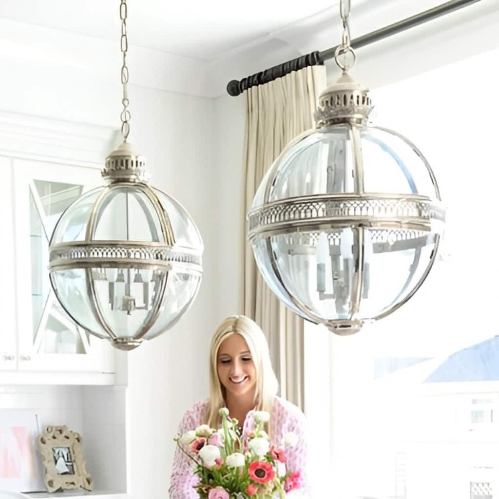 Renaissance Glass Globe Chandelier Pendant Light, Entryway Sphere Chandelier, Victorian Ancient Medieval Style