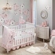 preview thumbnail 3 of 1, Lambs & Ivy Floral Garden Pink Linen Shirred Crib Skirt/Dust Ruffle