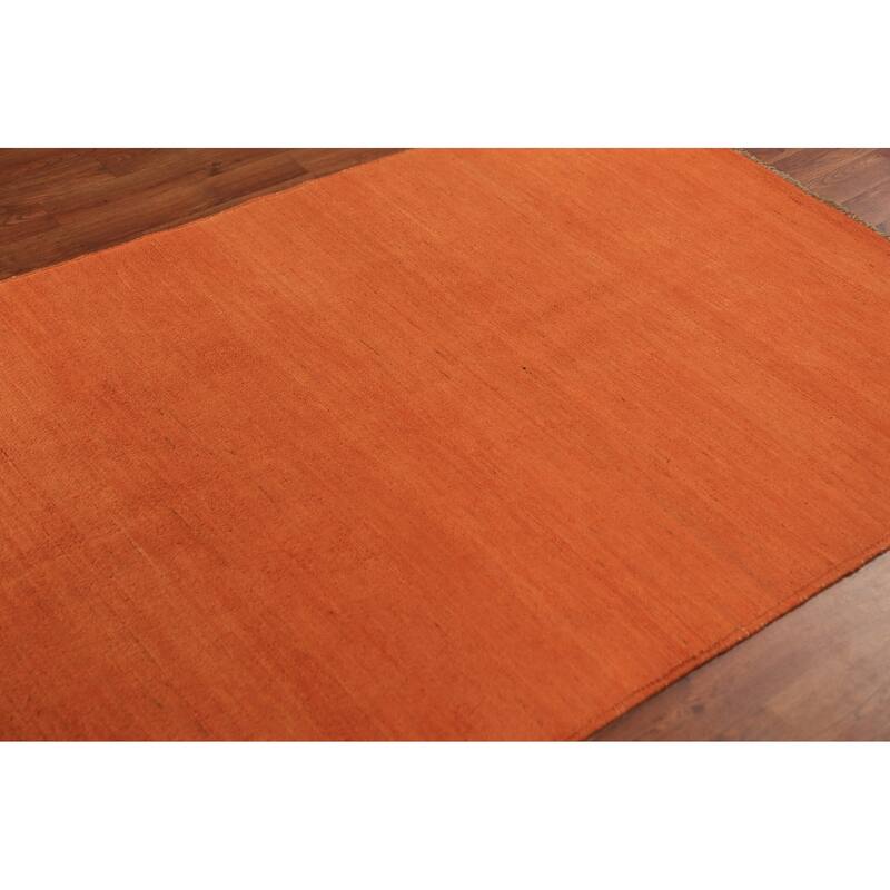 Orange Gabbeh Modern Rug Hand-Knotted Bedroom Wool Carpet - 4'0" x 5'9"