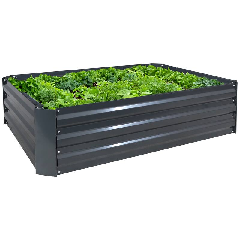 Sunnydaze Galvanized Steel Raised Garden Bed - 4' x 3' - 47.5" x 35.5" x 11.75"