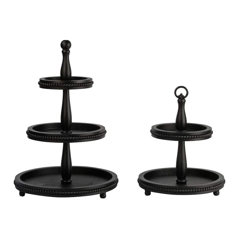 Round Tiered Wooden Beaded Stand