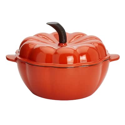 Denmark Tools for Cooks 2-Quart Enamel Cast Iron Pumpkin Dutch Oven - Orange