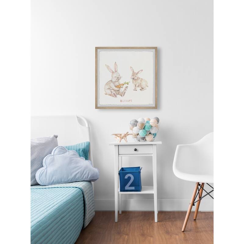 Rabbit Eating Carrots Framed Wall Art, Elegant Home Touch - Sophisticated Artwork for Refined Décor