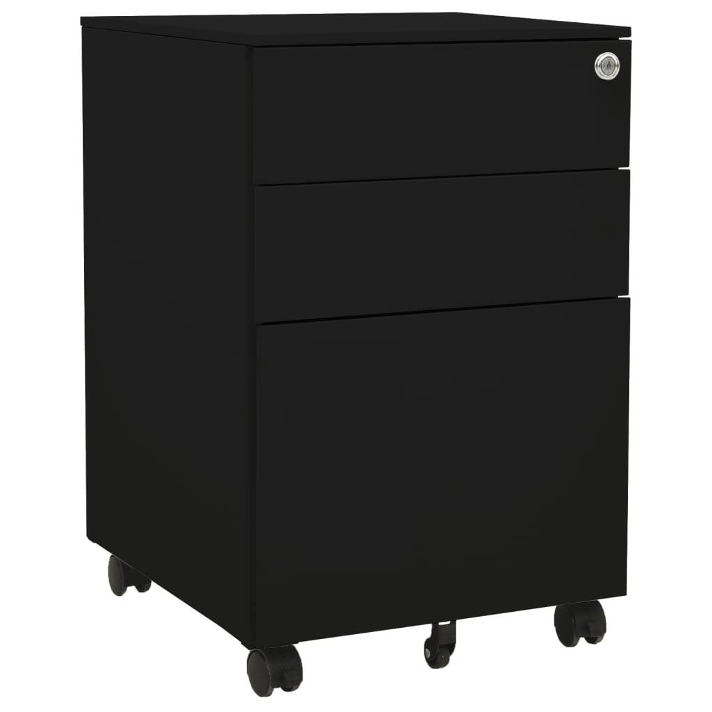 vidaXL File Cabinet Black Steel Medium Filing Cabinet Rectangular - 15.4 x 15.4 x 23.6 in