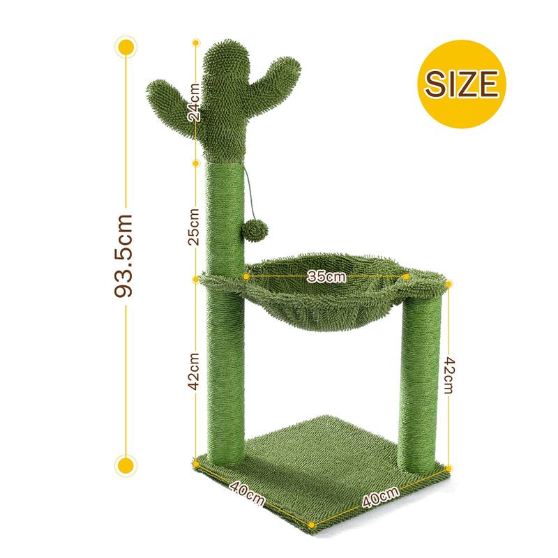 Cactus Cat Tree Cat Scratching Post with Hammock Play Tower, Full