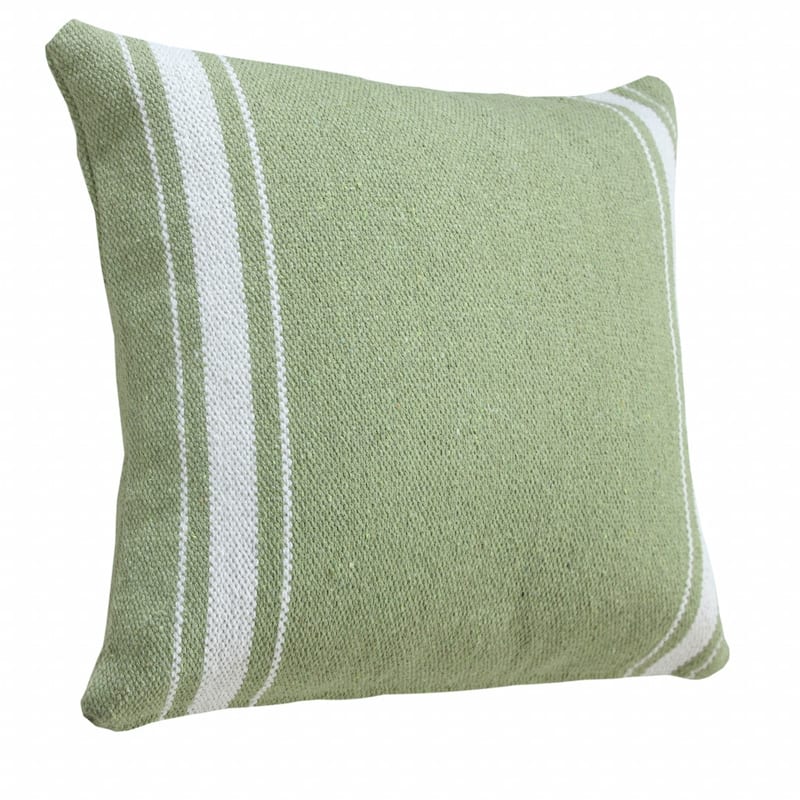 HomeRoots 20" X 20" Green And White 100% Cotton Geometric Zippered Pillow