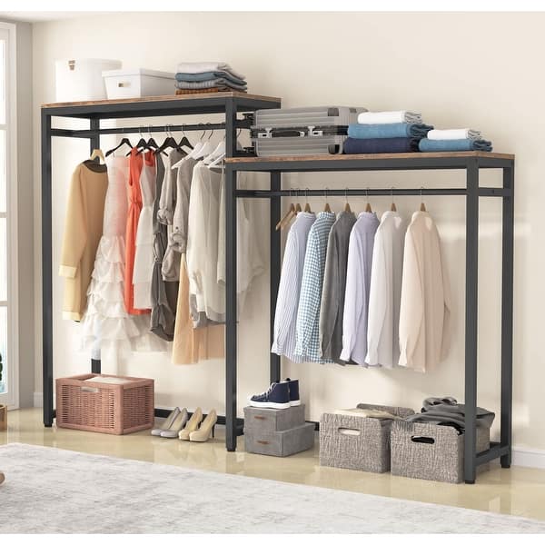 Free Standing Closet Organizer, Clothes Garment Racks with Storage