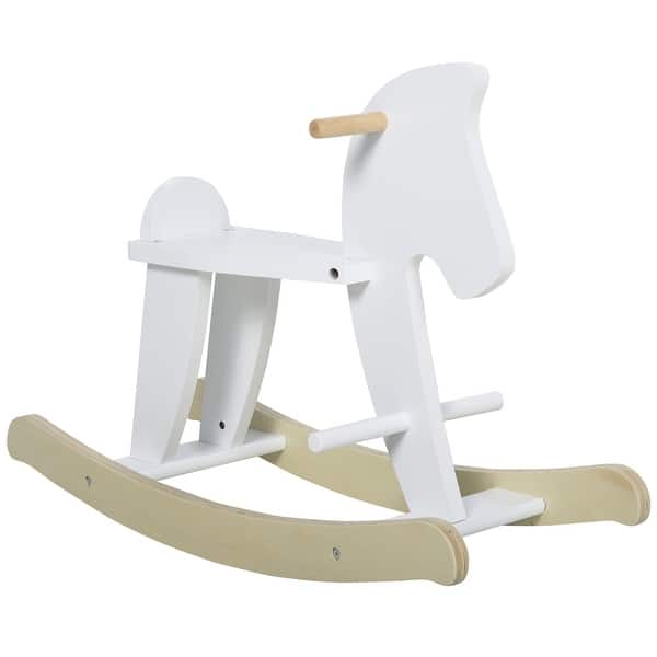 slide 2 of 5, Wooden Rocking Horse Toddler Baby Ride-on Toys for Kids 1-3 Years with Classic Design & Solid Workmanship White