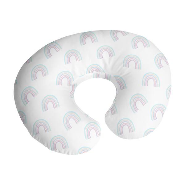slide 2 of 6, Pastel Rainbow Collection Nursing Breastfeeding Pillow Cover Case (Pillow Not Included) - Blush Pink Purple Teal Blue and White