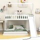 preview thumbnail 4 of 7, Twin over Full House Bunk Bed with Full-Length Guardrail and Slide and Built-in Ladder.