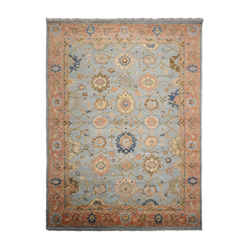 Hand Knotted Turkish Oushak Blue Persian Wool Oriental Area Rug 9x12 - 12'  x 15'