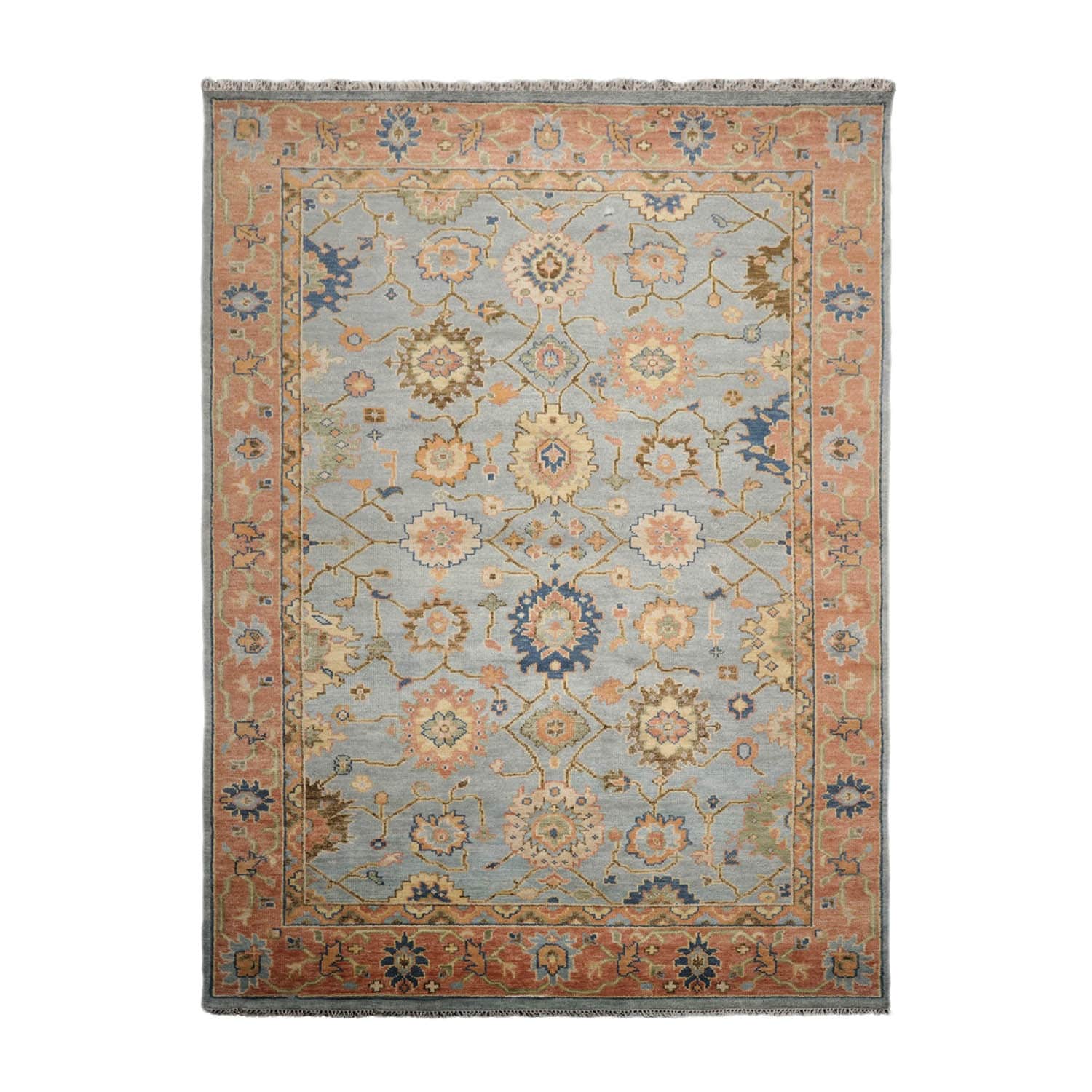 Hand Knotted Turkish Oushak Blue Persian Wool Oriental Area Rug 9x12