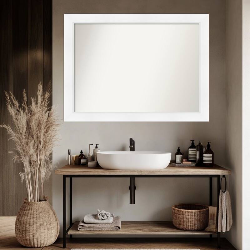 Sloped Non-Beveled Framed Bathroom Vanity Wall Mirror