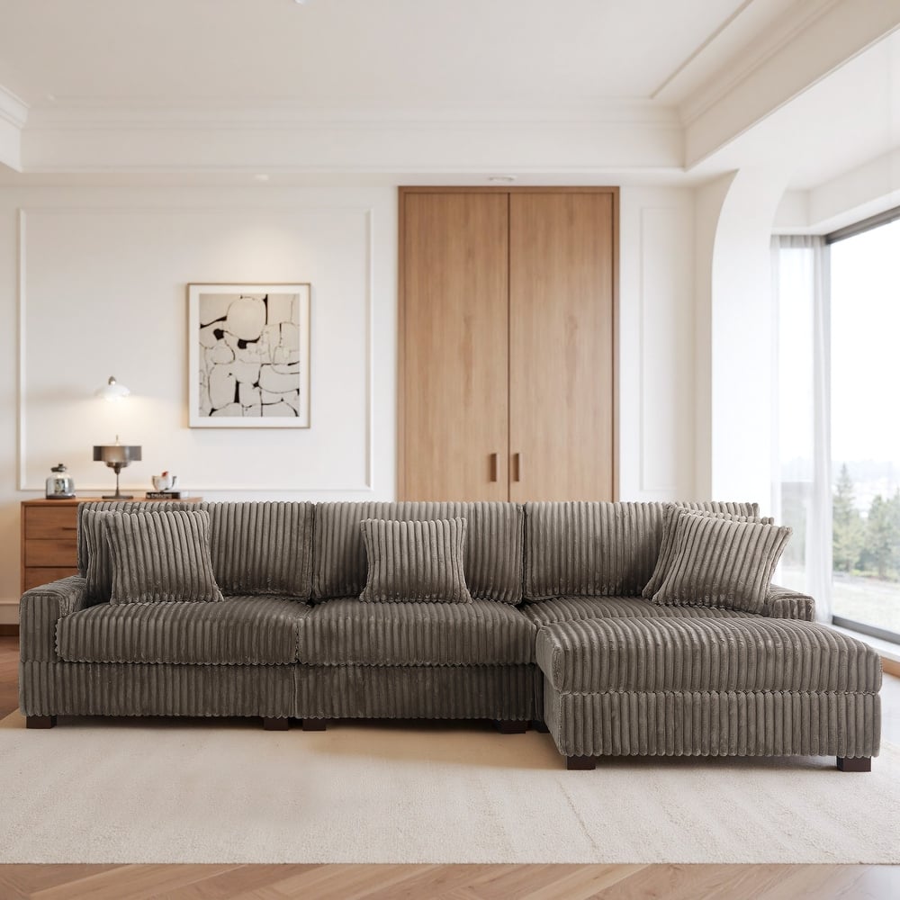 118.3" W Upholstered Sectional Modular Sofa with Ottoman