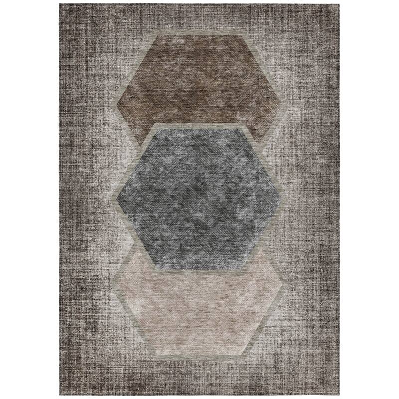 HomeRoots Geometric Transitional Rectangle Outdoor Rug